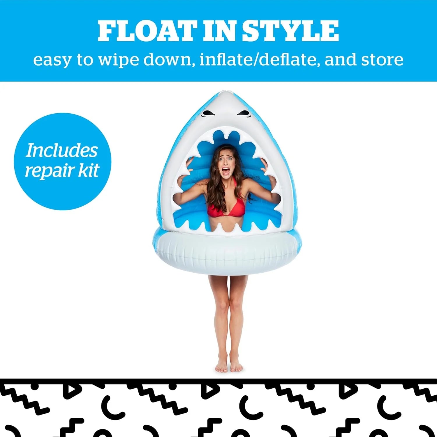 Special Shark Inflatable Pool Float, Large Novelty Lounge Raft - Image 4
