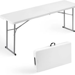 Alternative view of Special Folding Table 6FT Narrow Portable Foldable Plastic Heavy Duty Long Table, Fold-in-Half with Carrying Handle