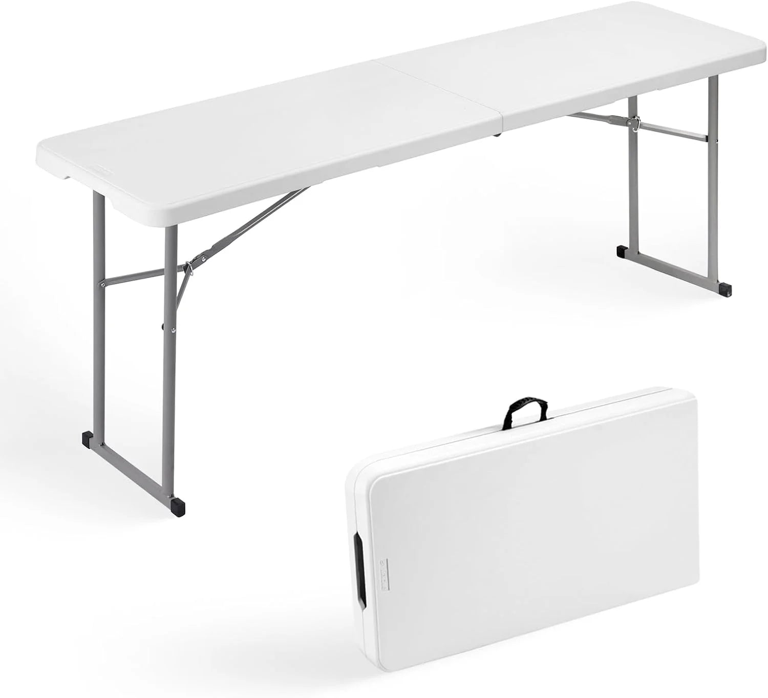 Special Folding Table 6FT Narrow Portable Foldable Plastic Heavy Duty Long Table, Fold-in-Half with Carrying Handle - Image 2