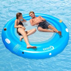 Special Round Inflatable Water Hammock, 7ft Heavy Duty Tanning Pool Lounger Sunchill Float Ring