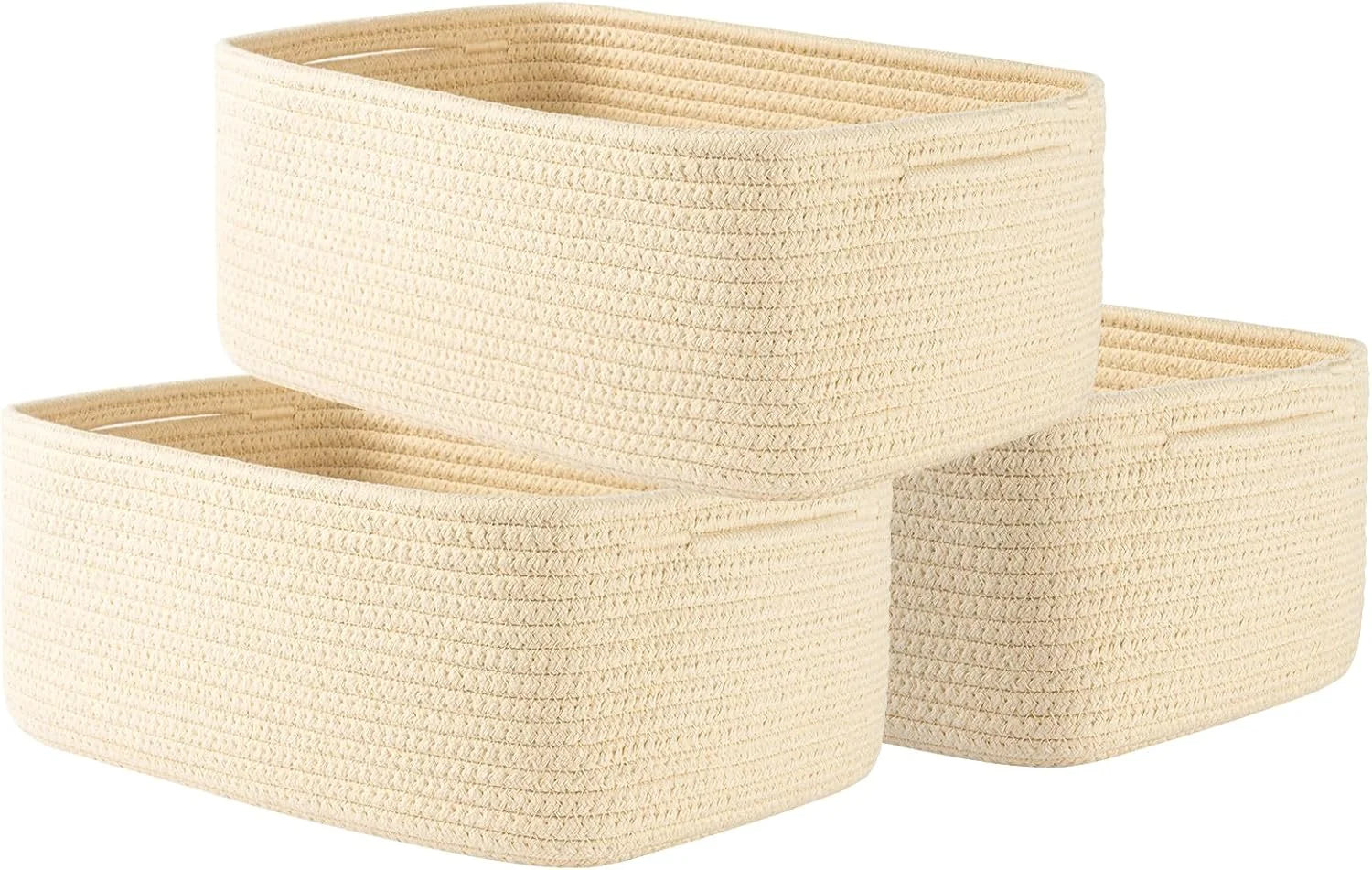 Special Woven Storage Organizing Basket, 13.5×9.5×5 inches, 3 Pack, Shelf baskets for closet organization - Image 4