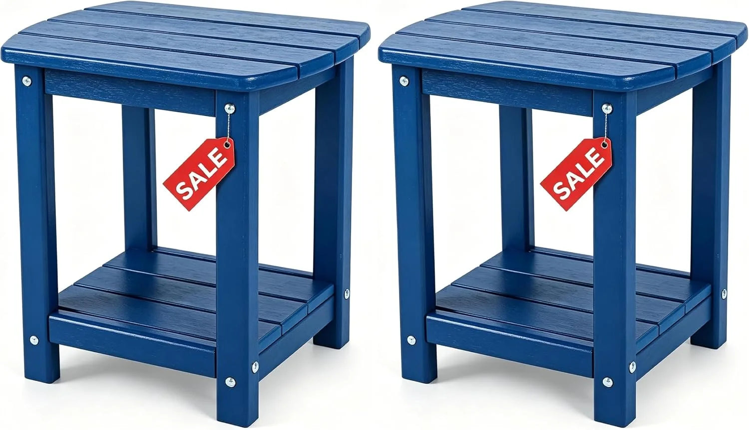 Special Adirondack Square Outdoor Side Table,2-Tier Storage Patio Side Table - Image 14