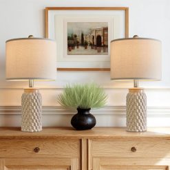 Alternative view of Special Vortether 20.5 Small Bedside Lamps Set of 2 with 5FT Cord, Green Ceramic Modern Farmhouse Table Lamps for Nightstand