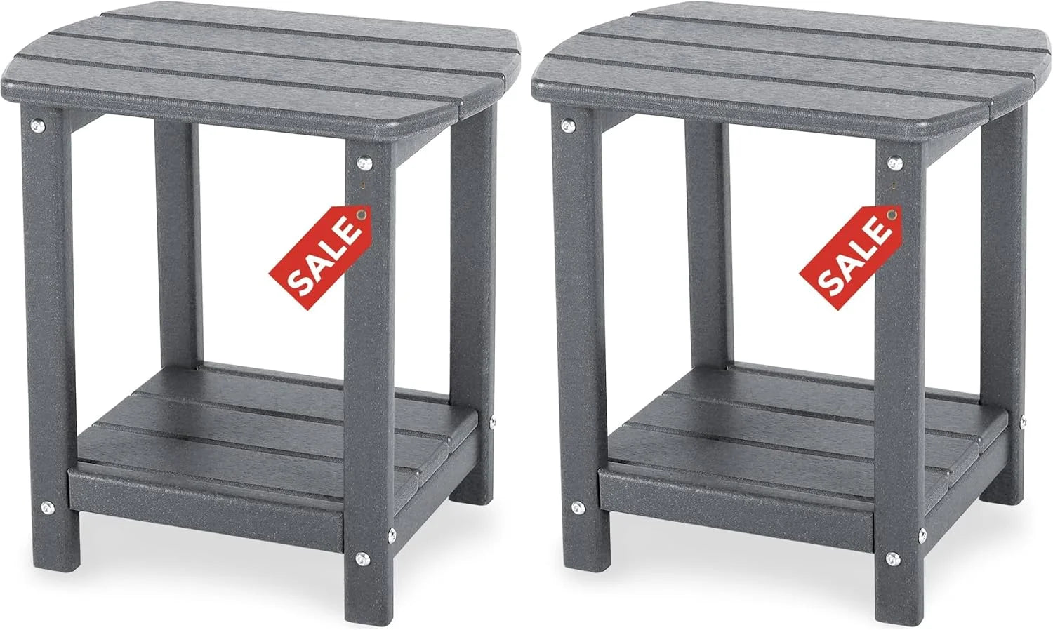 Special Adirondack Square Outdoor Side Table,2-Tier Storage Patio Side Table - Image 16