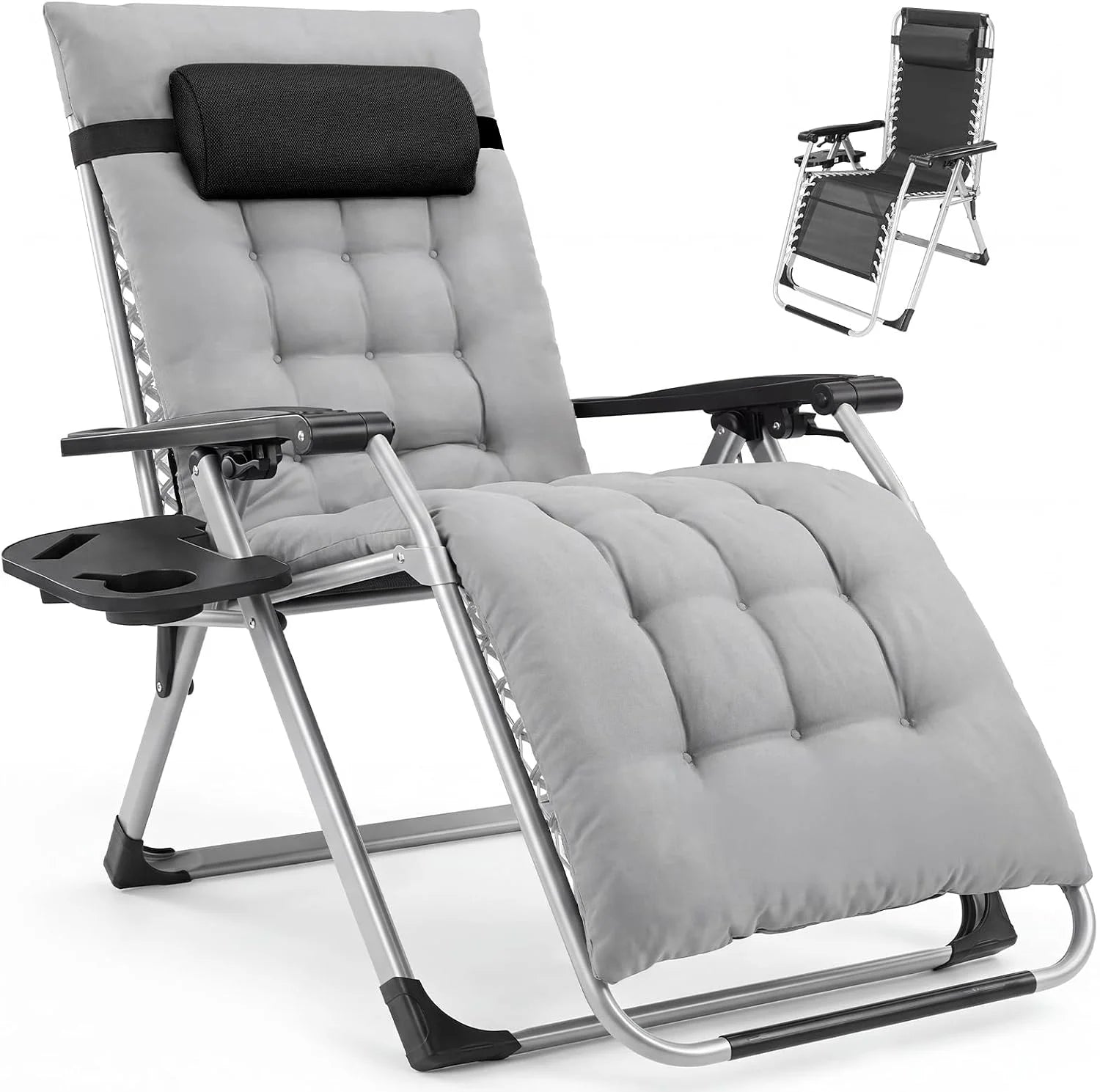 Special NEWBULIG Zero Gravity Chair, Folding Patio Recliner with Cup Holder Trays - Image 2