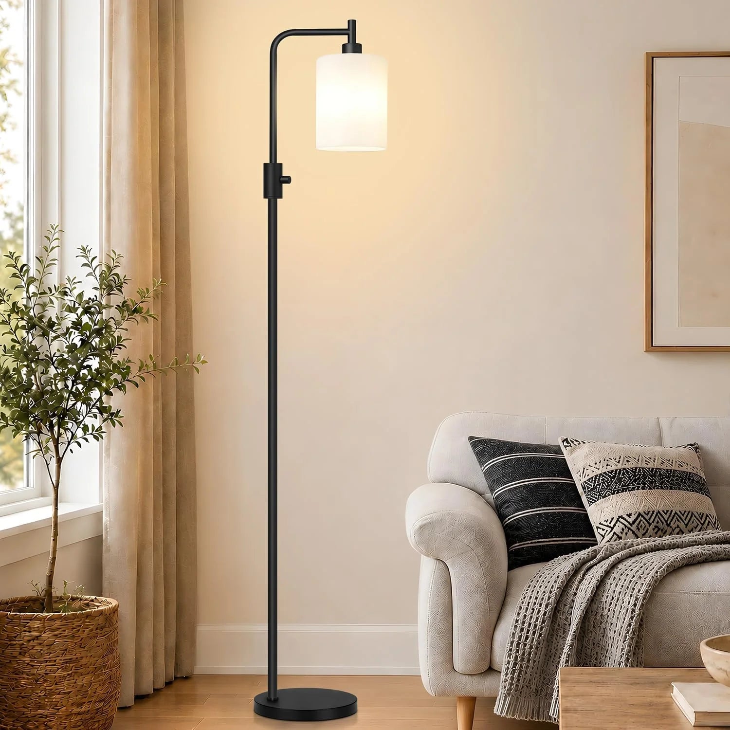 Special Dimmable Floor Lamp for Living Room with Clear Glass Lampshade, Bulb Included, 900LM, Arc Standing Tall Lamp for Bedroom - Image 5