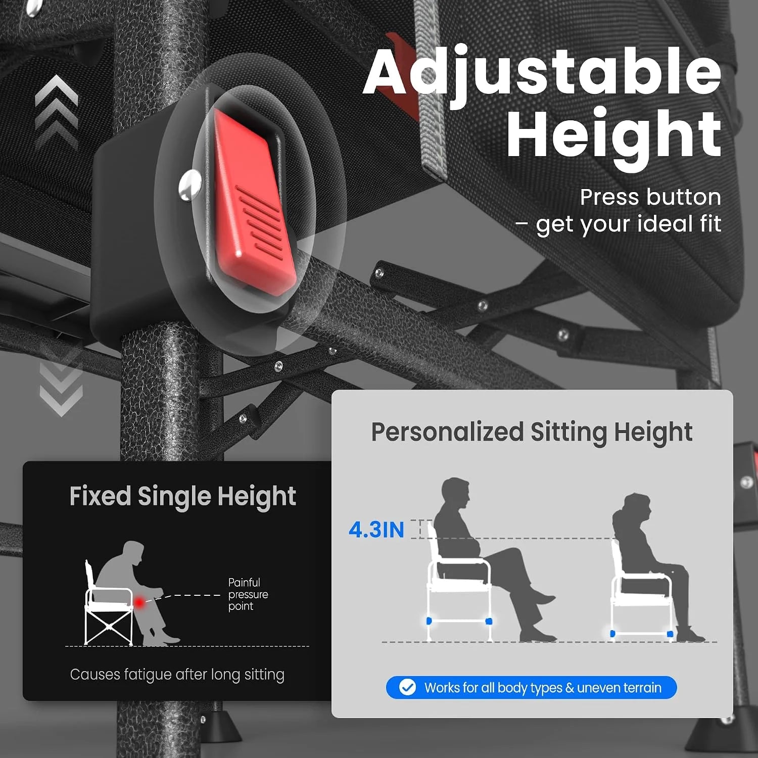 Special HIKEMOON Folding Camping Director Chairs, Adjustable Height - Image 4