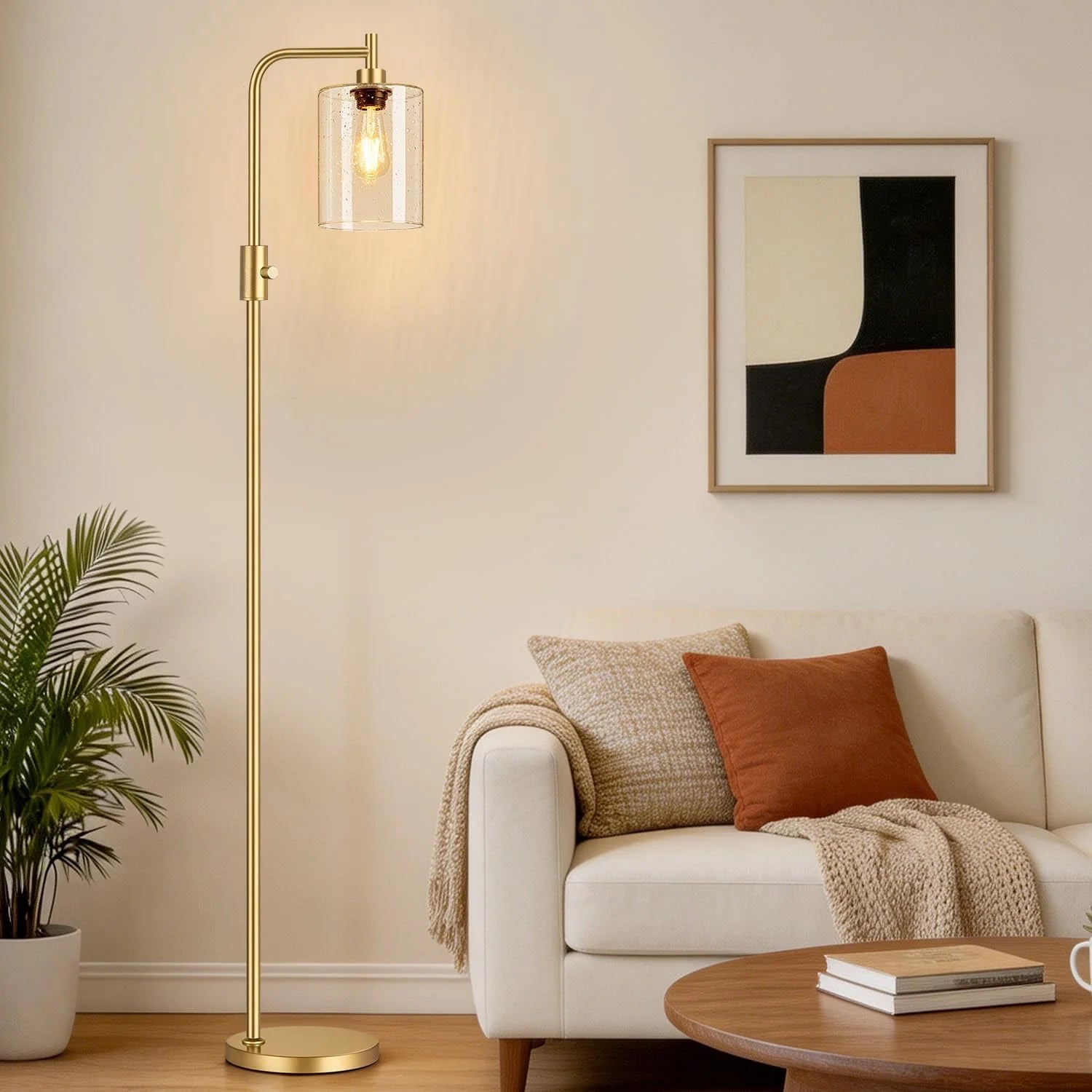 Special Dimmable Floor Lamp for Living Room with Clear Glass Lampshade, Bulb Included, 900LM, Arc Standing Tall Lamp for Bedroom - Image 8