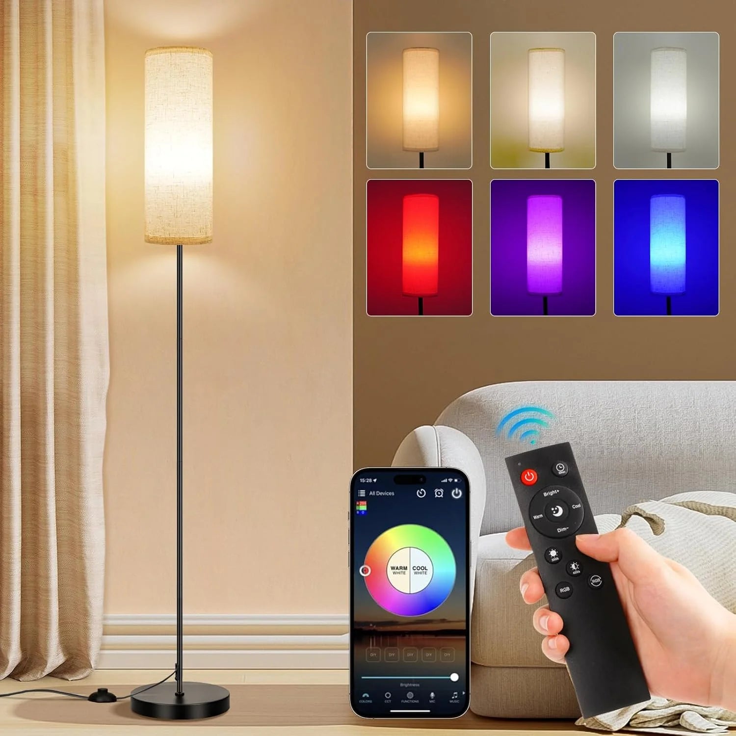 Special FRIDEKO HOME 2 Pack Floor Lamp, Dimmable, Modern Floor Lamp with Remote - Image 4