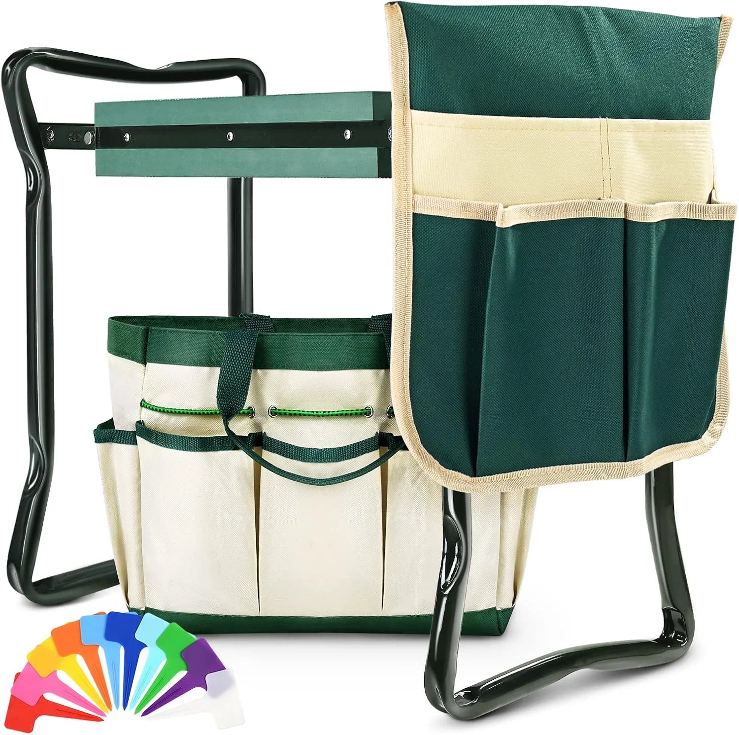 Special Upgraded Garden Kneeler and Seat with Thicken & Widen Soft Kneeling Pad, Heavy Duty Foldable Gardener Stool with 2