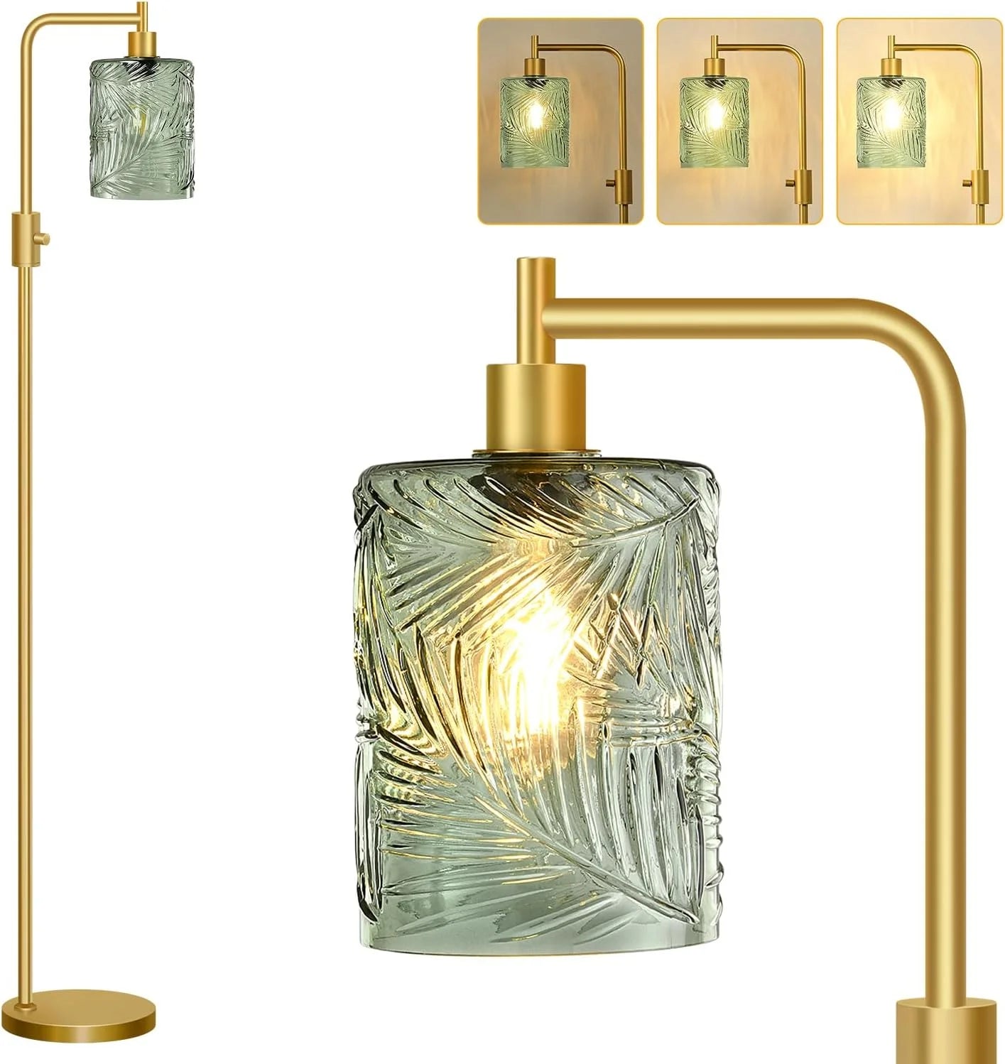 Special Dimmable Floor Lamp for Living Room with Clear Glass Lampshade, Bulb Included, 900LM, Arc Standing Tall Lamp for Bedroom - Image 10