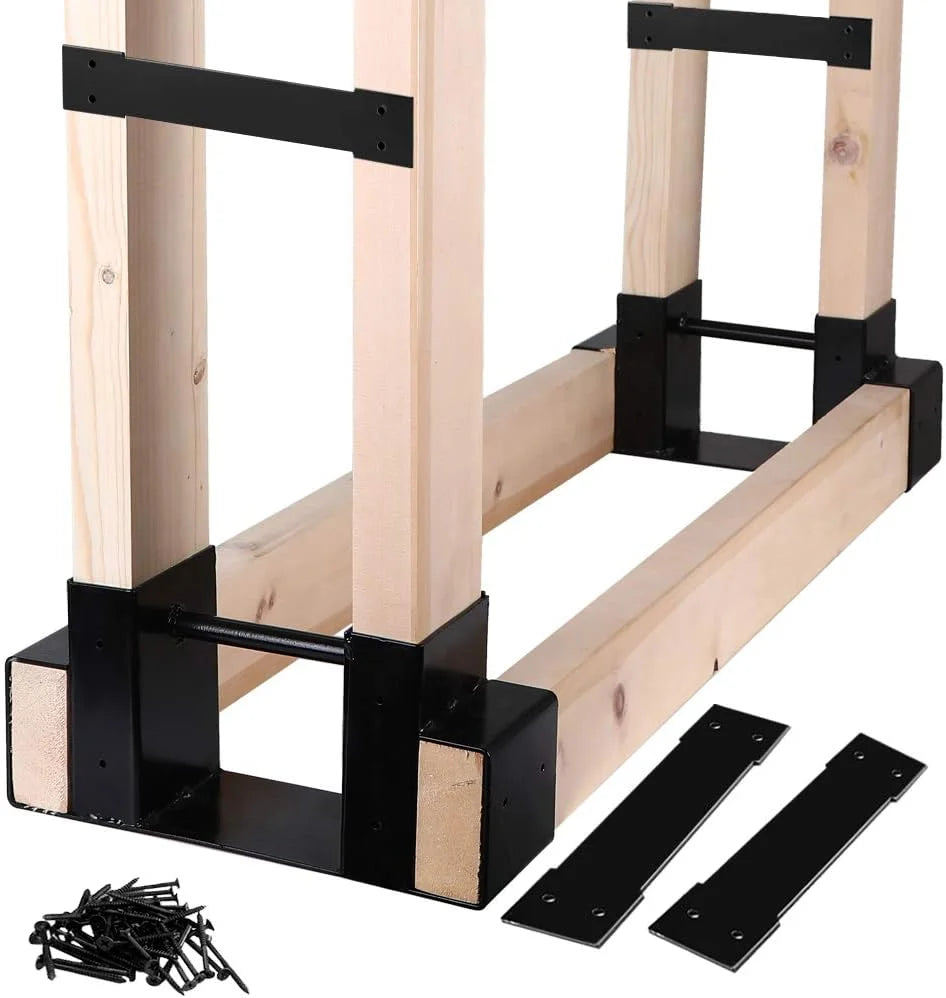 Special Outdoor Firewood Log Storage Rack Bracket Kit, Fireplace Wood Storage Holder-Adjustable to Any Length - Image 3
