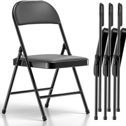 Special 4 Pack Folding Chairs, Fabric Dining Chair Set with Padded Cushion and Back