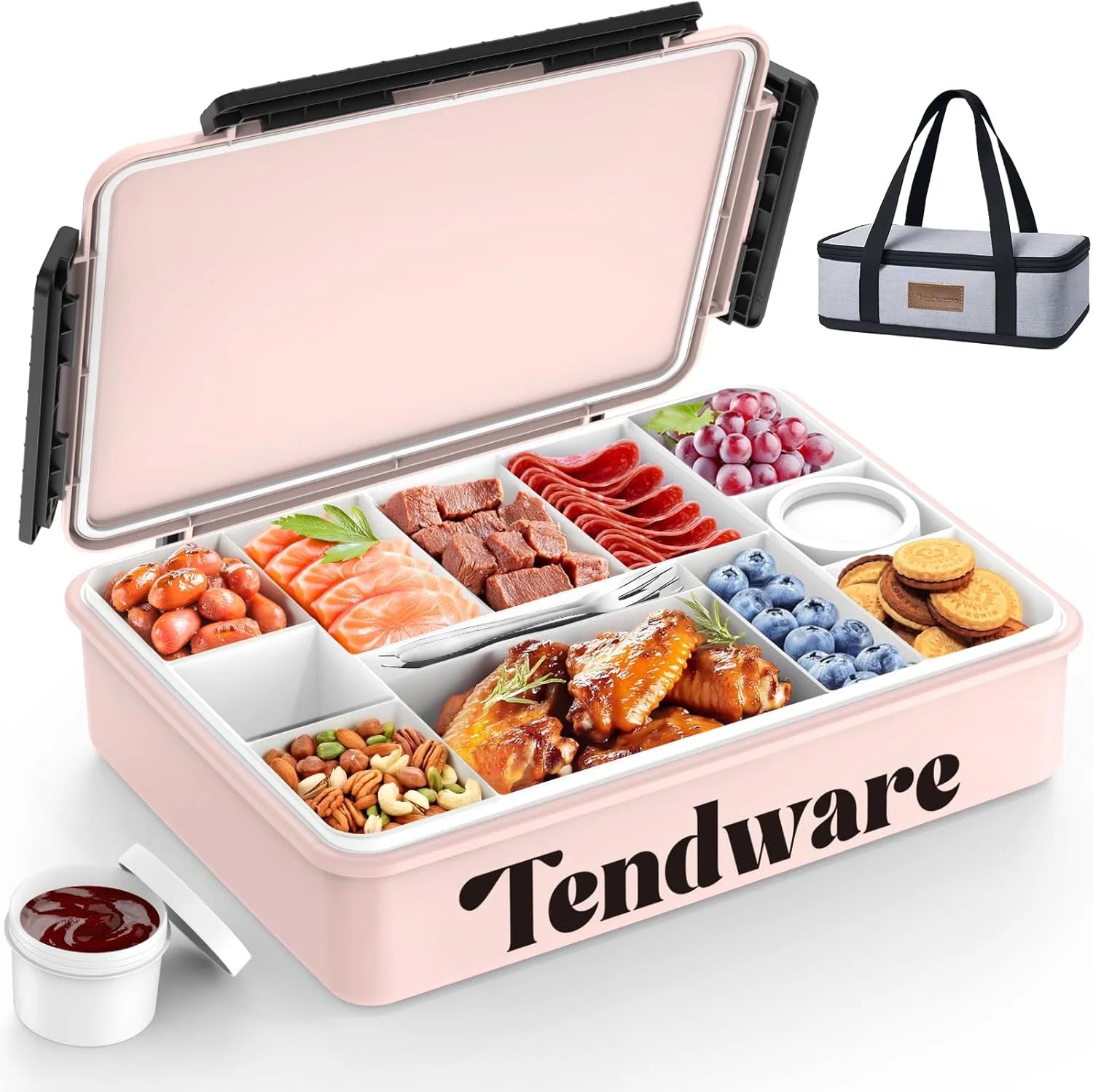 Special Chilled Portable Snackle Box Container with Ice Pack, Divided Serving Tray with Insulated Bag, Beach Essentials for Summer - Image 2