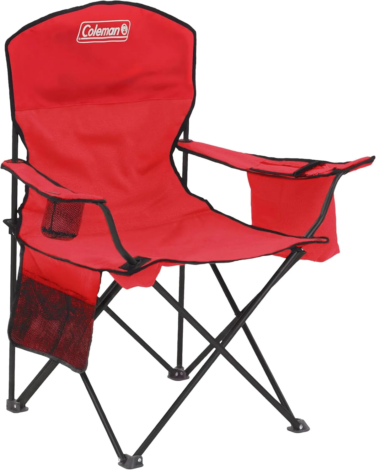 Special Coleman Portable Camping Chair with 4-Can Cooler, Cushioned Seat & Back with Side Pockets & Cup Holder