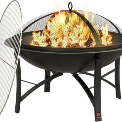 Special Beauty Fire Pit for Outside Wood Burning, BBQ Grill Steel Fire Bowl with Spark Screen Cover