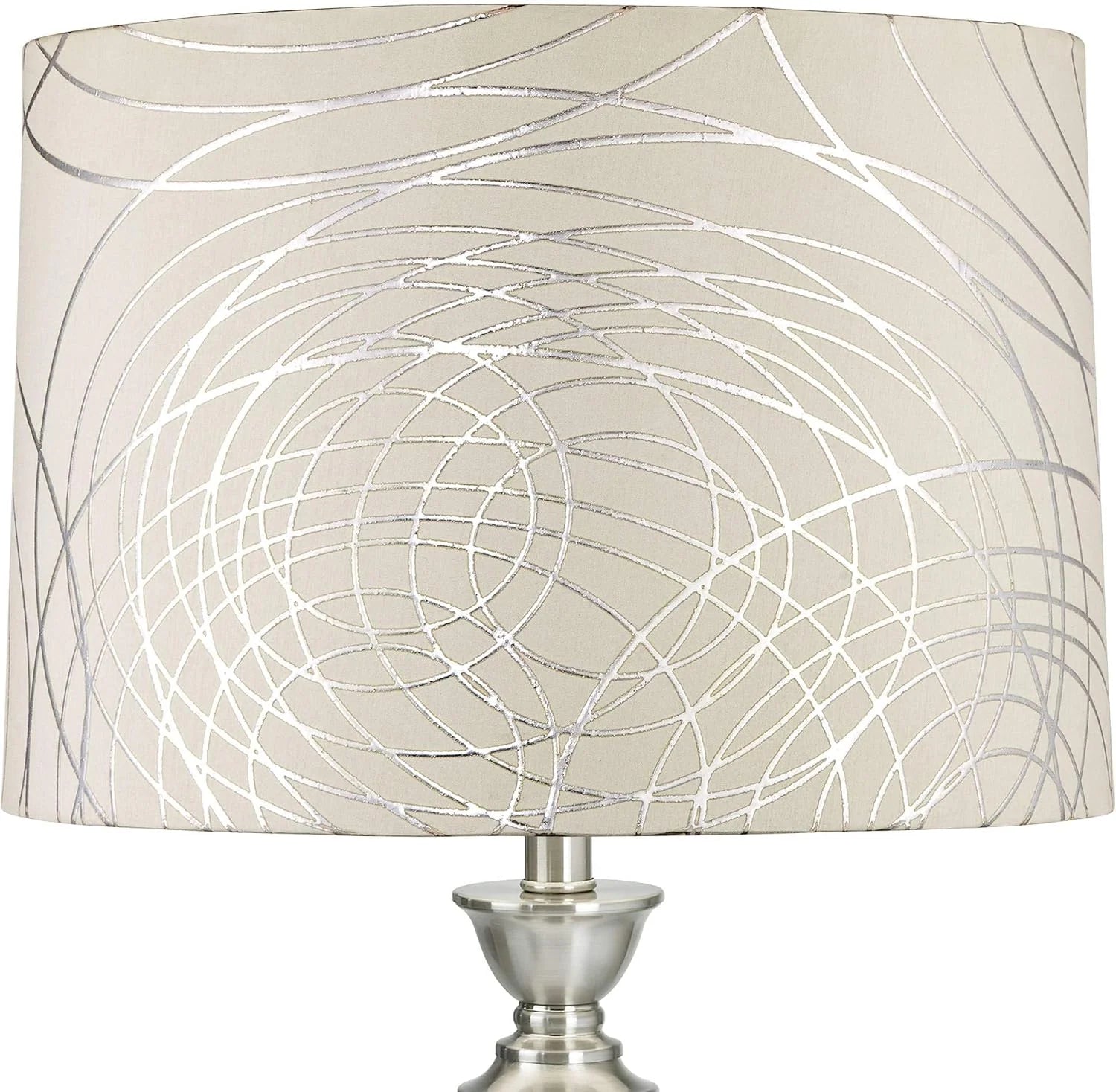 Special With Silver Circles Large Drum Lamp Shade (Pre-Assembled) 15 Top x 16 Bottom x 11 High (Spider) Replacement - Image 2
