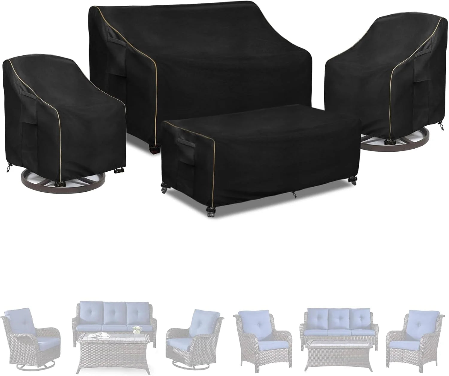 Special LSongSKY Outdoor Furniture Covers Waterproof,600D Heavy Duty Patio Furniture Covers for 6/7/8 PCS Sets Sectional Sofa Couch Rocking Swivel Chairs - Image 2