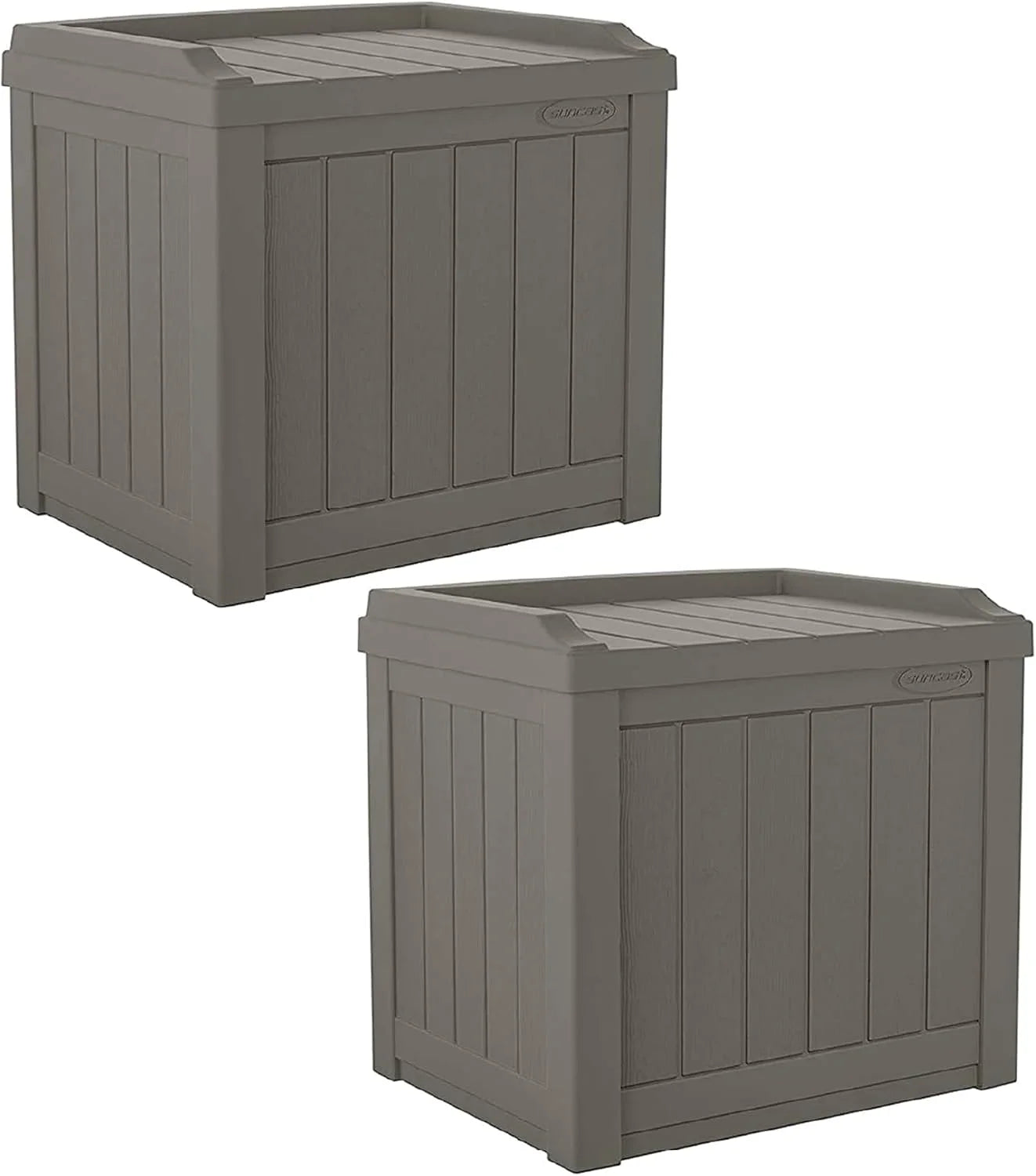 Special Outdoor Storage Box " 22 Gallon Stone Gray Resin Outdoor Deck Box with Seat - Image 2
