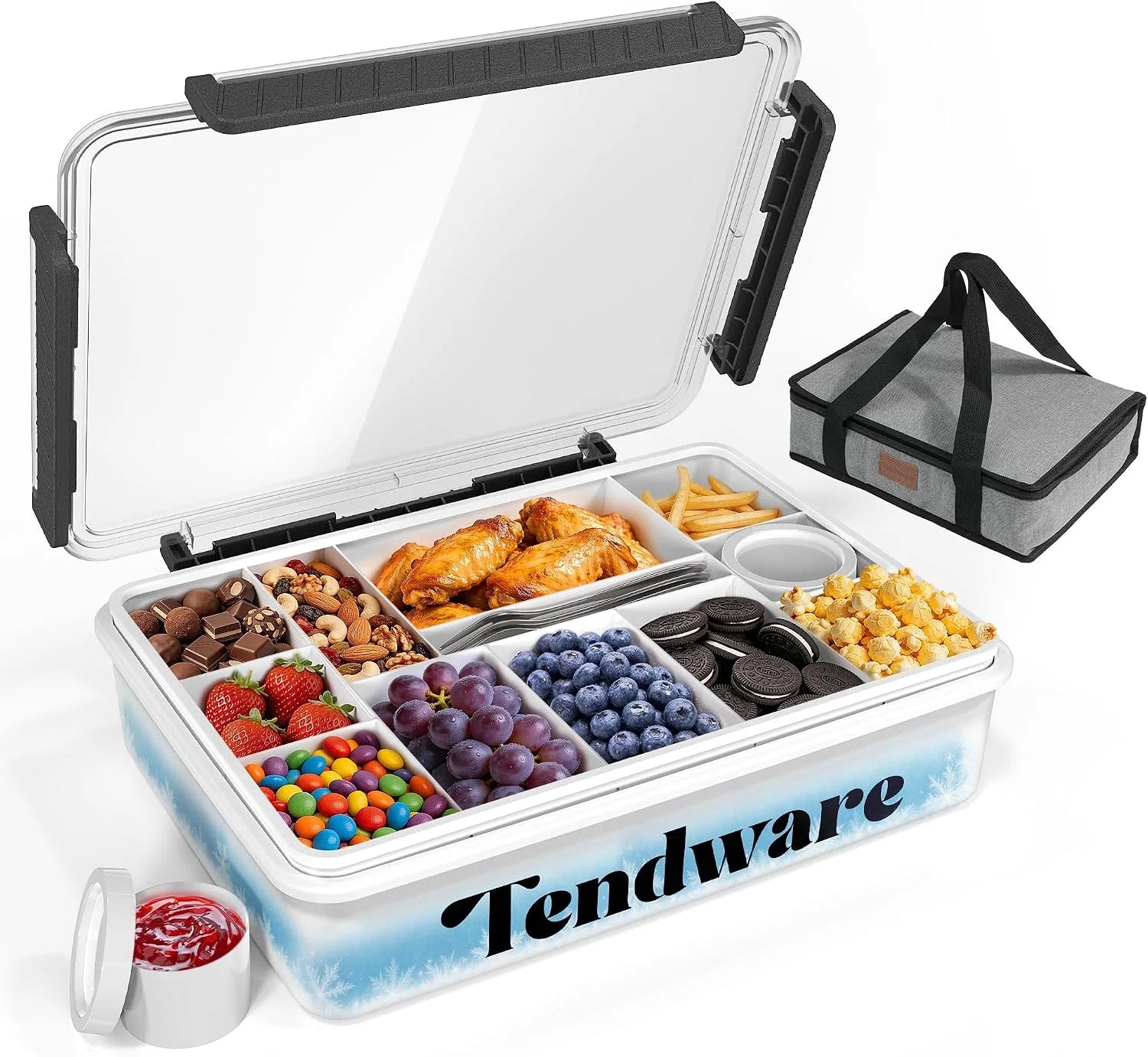 Special Chilled Portable Snackle Box Container with Ice Pack, Divided Serving Tray with Insulated Bag, Beach Essentials for Summer - Image 3