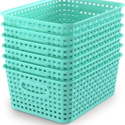Alternative view of Special Woven Plastic Storage Baskets, 6 Pack White Weave Bins Organizer, 10.1 x 7.55 x 4.1