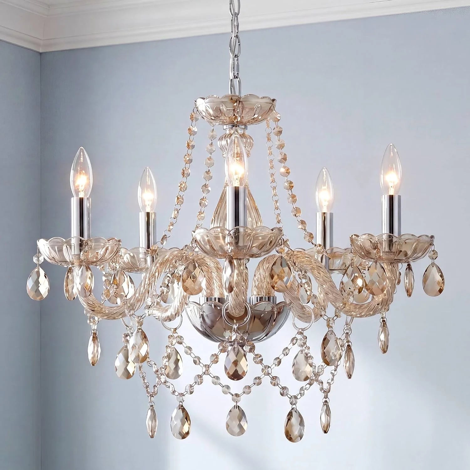 Special Mossi 5 Light Modern Contemporary Elegant K9 Crystal Glass Chandelier Pendant Ceiling Lighting Fixture - Image 4