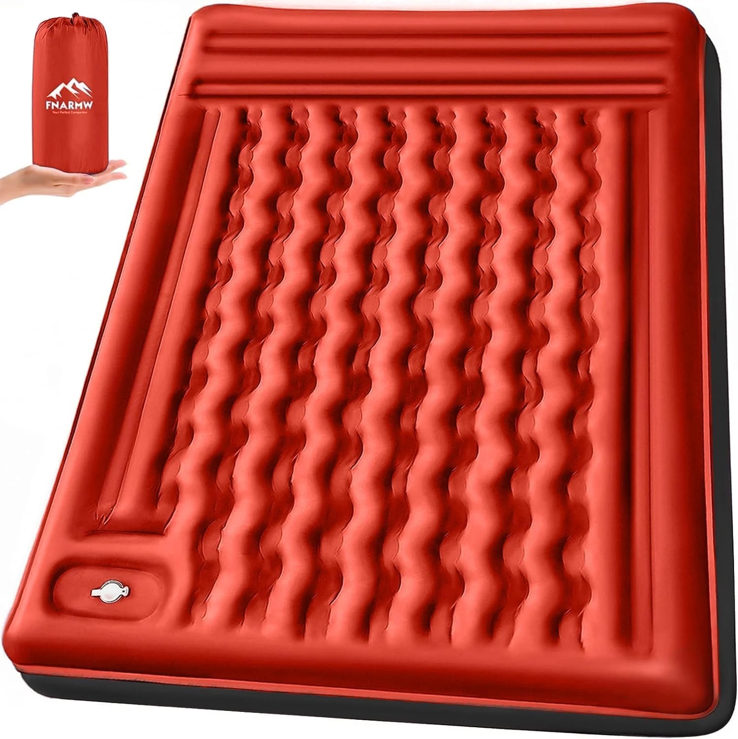 Special Double Sleeping Pad Camping, Self Inflating 6" Extra-Thick 2 Person Pillow Built-in Foot Pump Waterproof - Image 3