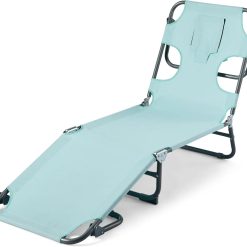 Special Outdoor Lounge Tanning Chair, Foldable Chaise with Multi-Angle Backrest, Portable with Carry Strap, 1-Pack