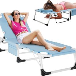 Alternative view of Special DoCred Heavy Duty Chaise Lounge Chair, Adjustable 5-Position Folding Chaise Lounge Chairs for Outside