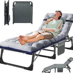 Alternative view of Special Folding Lounge Chair 5-Position, Folding Cot, Portable Outdoor Chaise Lounge Chair for Sun Tanning