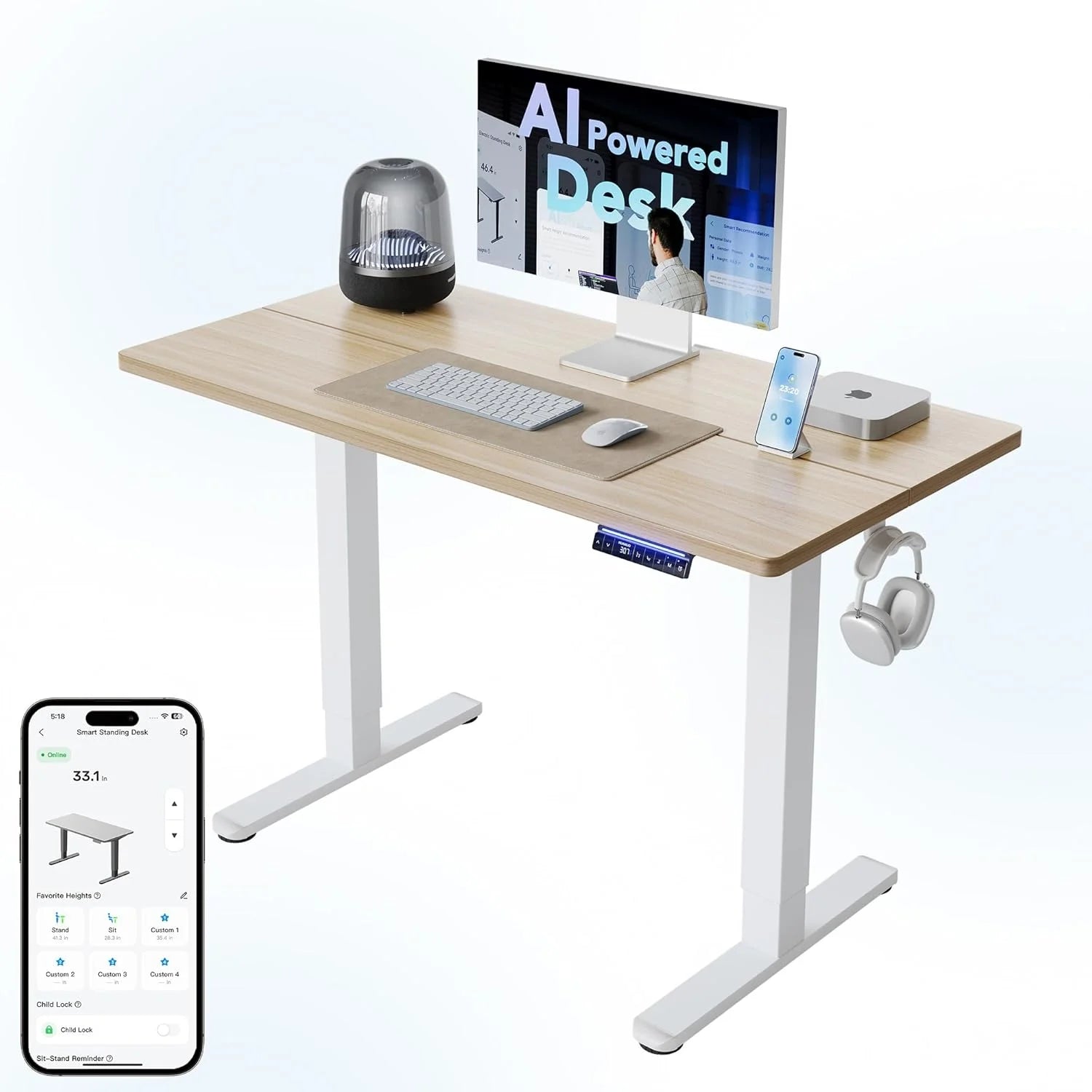 Special HUANUO 32 Small Electric Standing Desk Adjustable Height, 4 Memory Height Settings - Image 6
