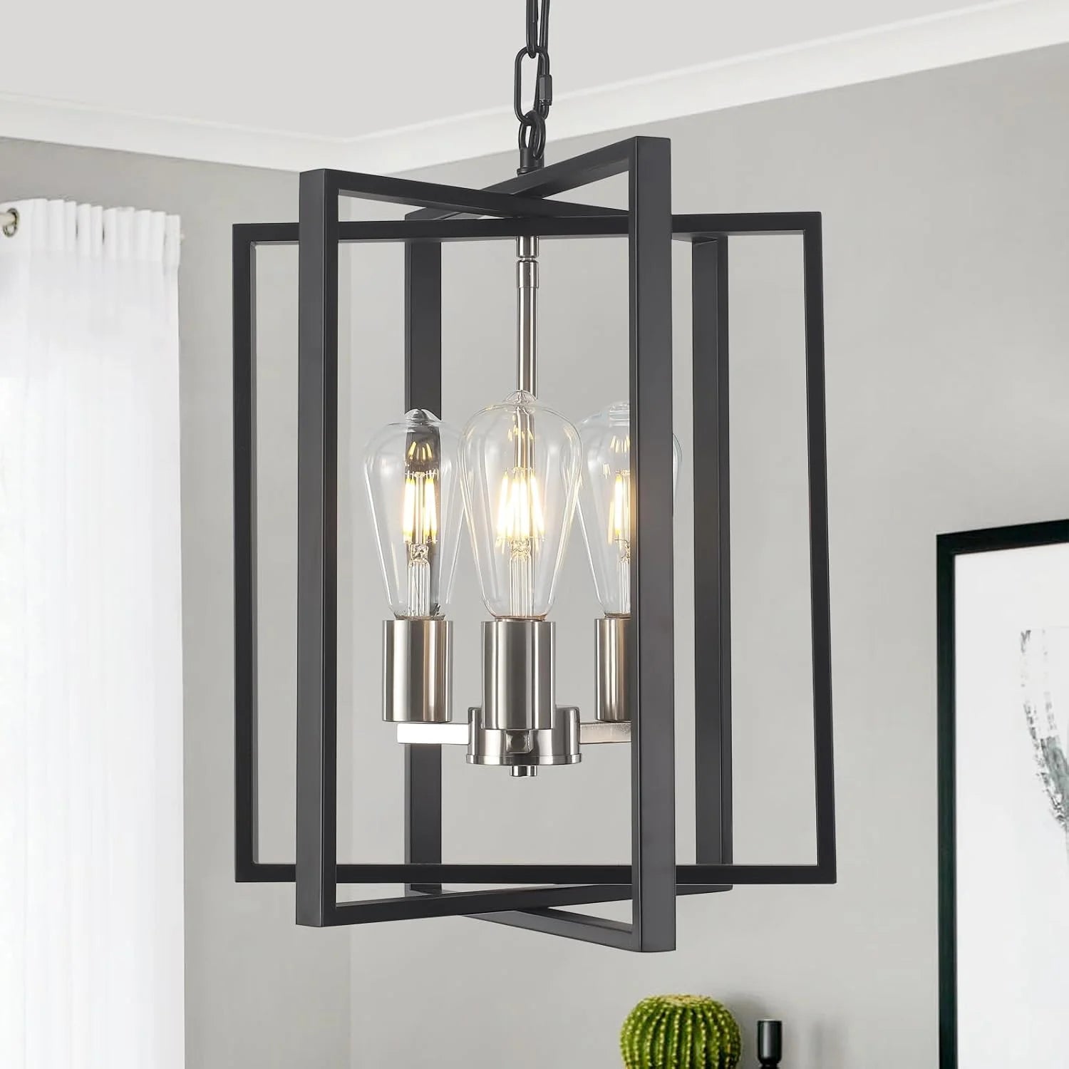 Special Black Farmhouse Modern Chandelier Light Fixture for Dining Room, 3 Light - Image 4