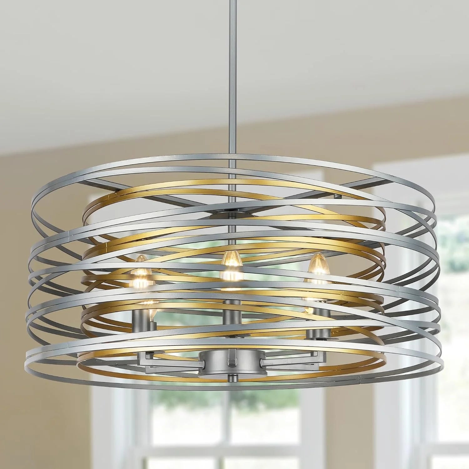 Special 12.6” Farmhouse Chandeliers for Dining Room, 3-Light Industrial Metal Hanging Light Fixture - Image 8