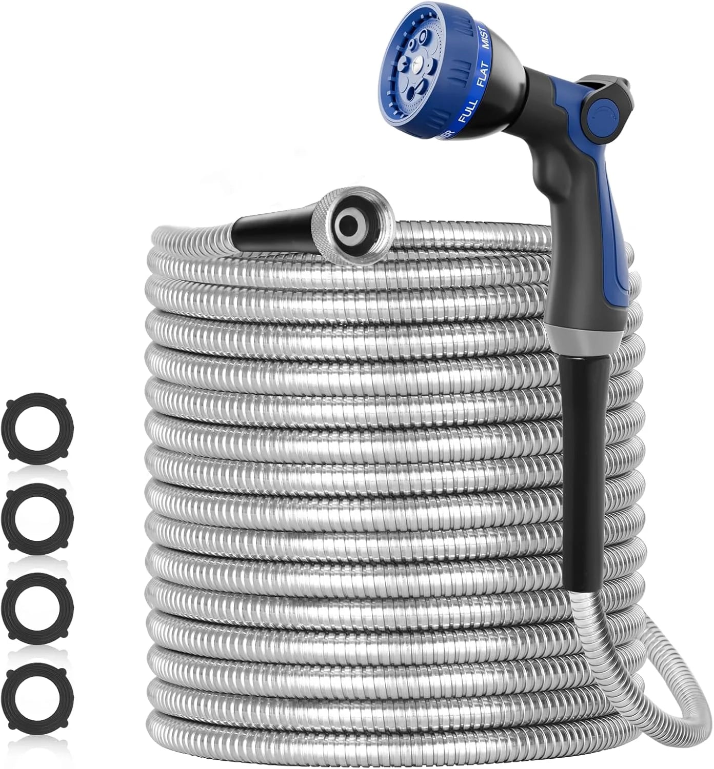 Special 100ft 304 Stainless Steel Garden Hose Metal, Heavy Duty Water Pipe with Nozzles for Yard - Image 2