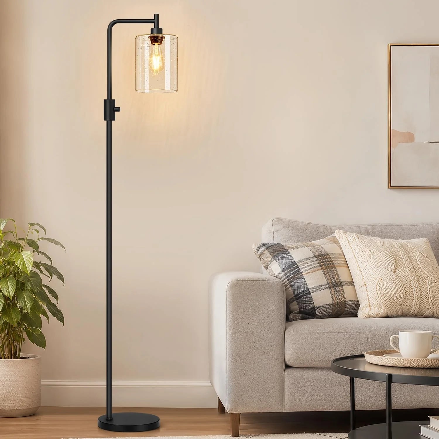 Special Dimmable Floor Lamp for Living Room with Clear Glass Lampshade, Bulb Included, 900LM, Arc Standing Tall Lamp for Bedroom - Image 11