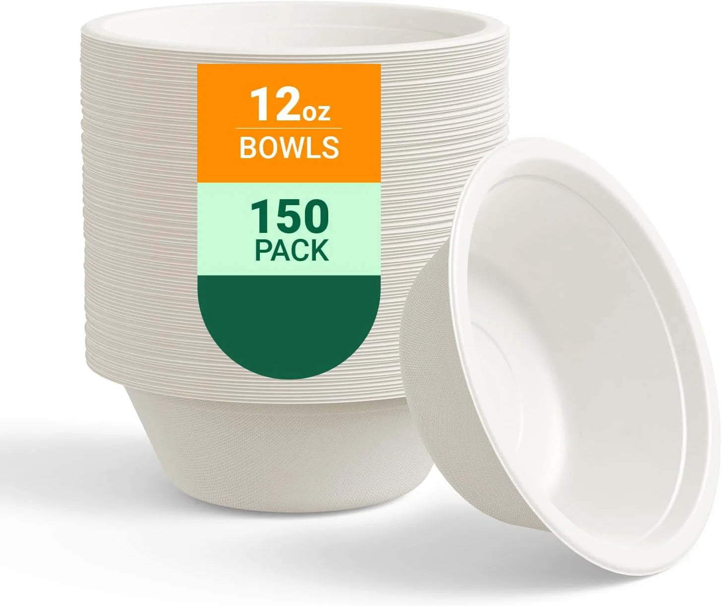 Special 150 Pack 12 oz Compostable Paper Bowls Disposable, White - Image 3