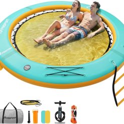 Alternative view of Special Inflatable Water Hammock Round Floating Ring, 10/8/6ft Inflatable Dock Floating Platform for Lake W/Cupholder