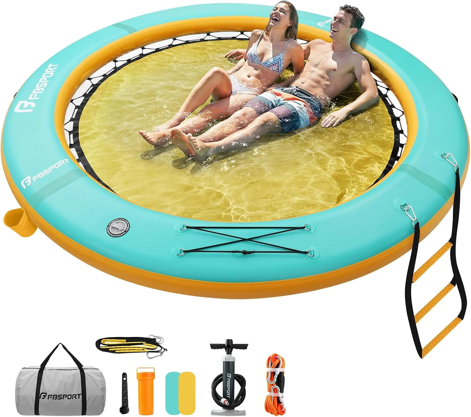 Special Inflatable Water Hammock Round Floating Ring, 10/8/6ft Inflatable Dock Floating Platform for Lake W/Cupholder - Image 2