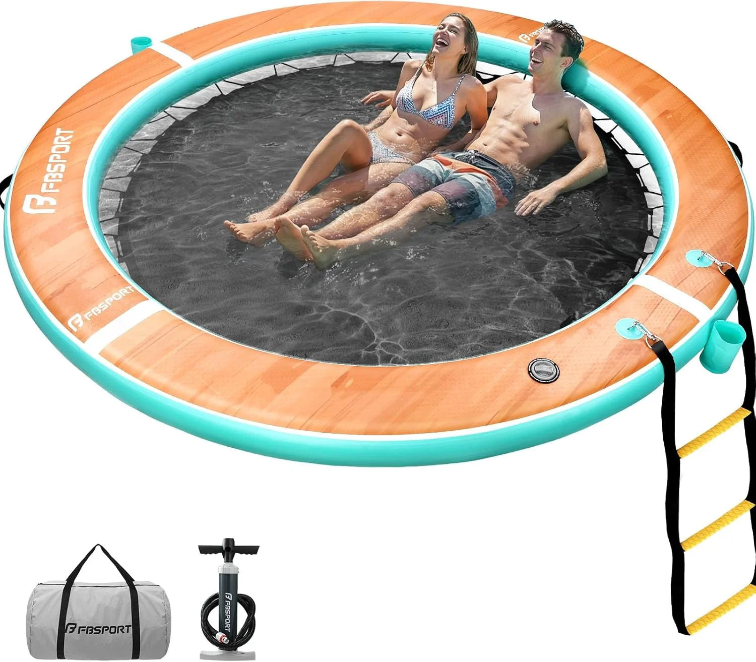 Special Inflatable Water Hammock Round Floating Ring, 10/8/6ft Inflatable Dock Floating Platform for Lake W/Cupholder - Image 6