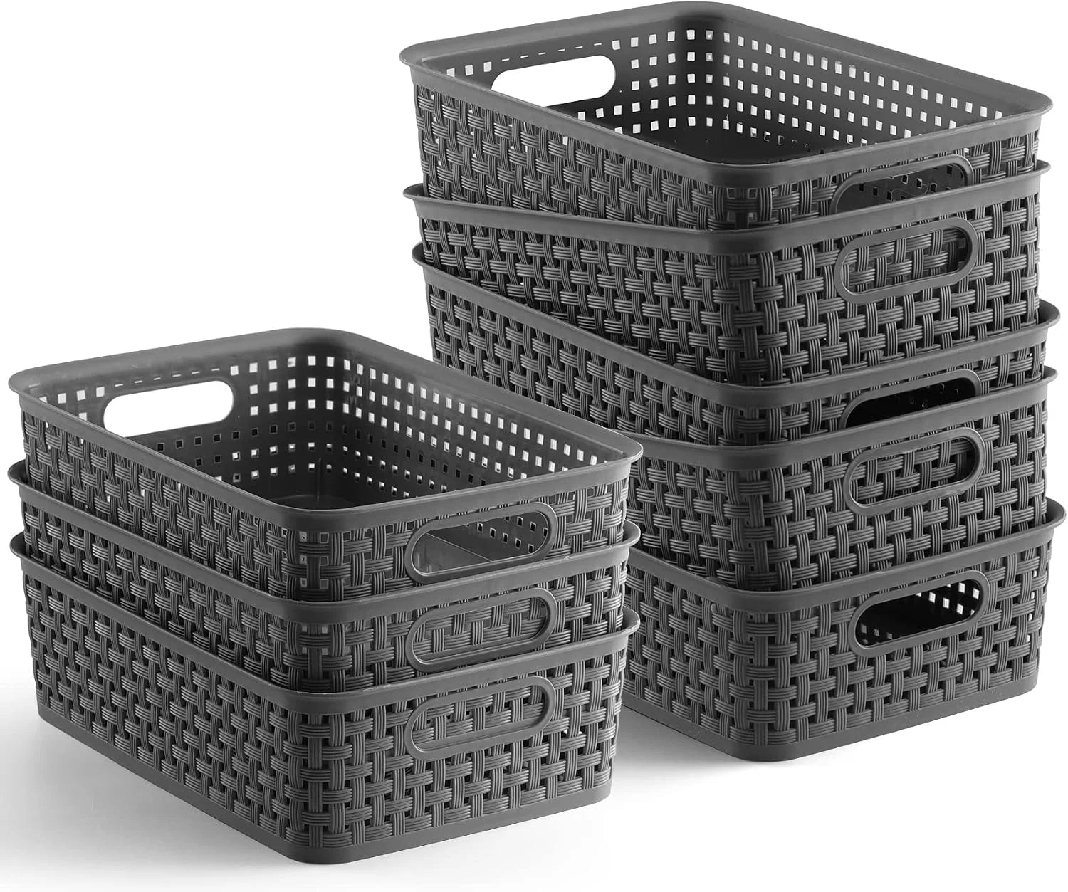 Special Plastic Storage Baskets, 8 Pack, Gray
