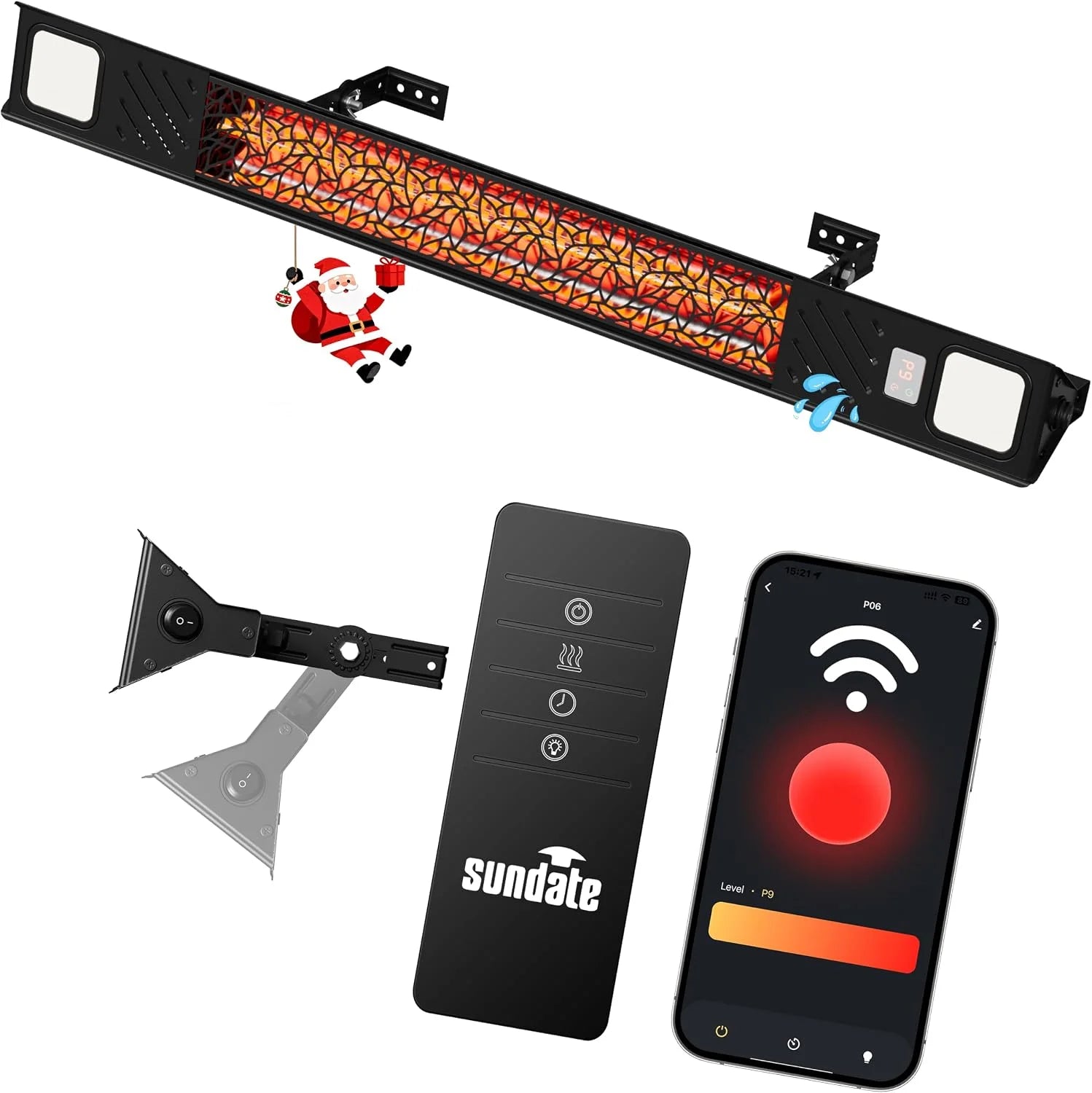 Special Hanging Electric Patio Heater with Light Ceiling Outdoor, Wifi Control, 1500W Infrared 9 Heat Levels, 24H Timers