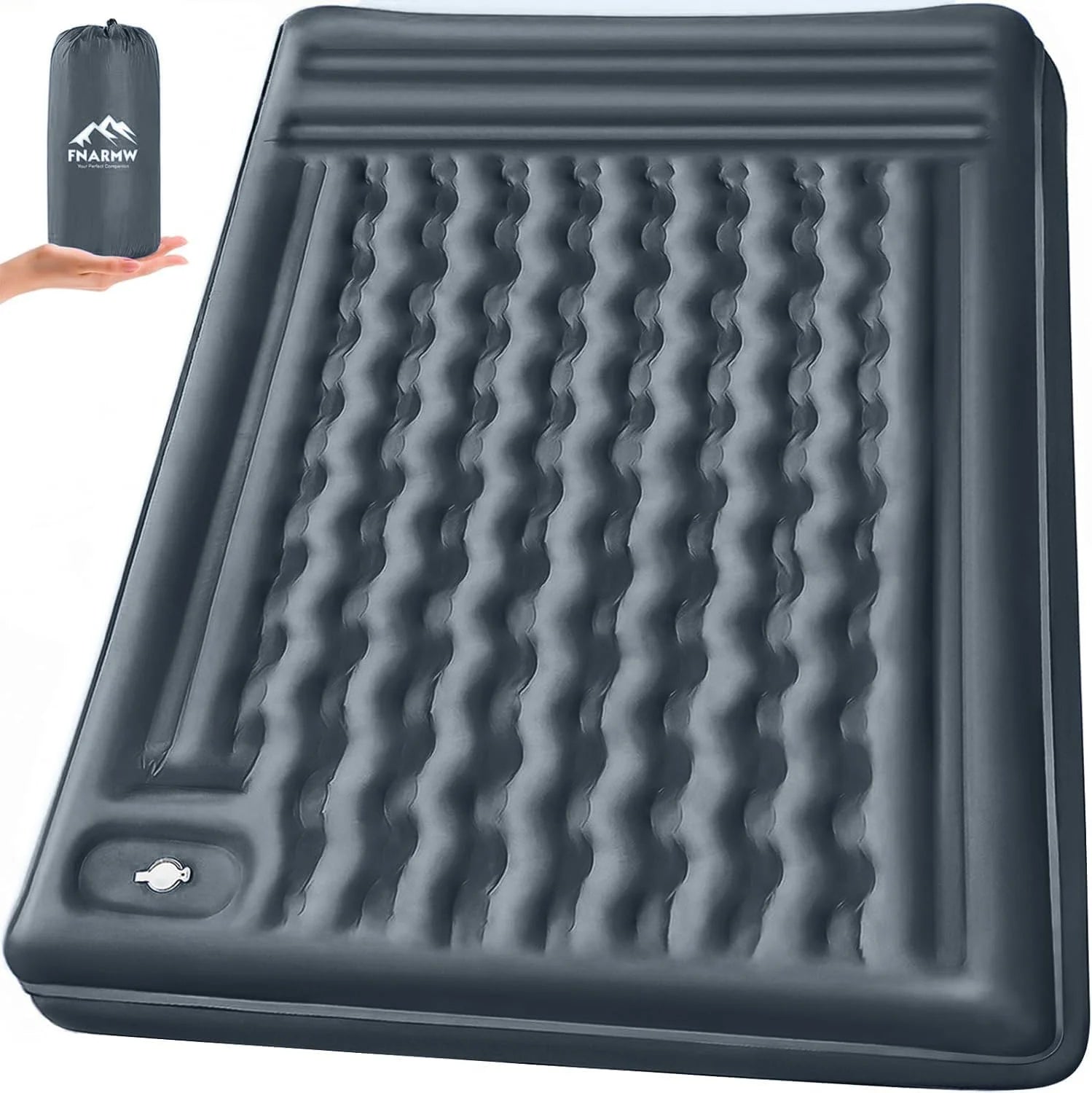 Special Double Sleeping Pad Camping, Self Inflating 6" Extra-Thick 2 Person Pillow Built-in Foot Pump Waterproof - Image 2