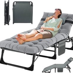 Special Folding Lounge Chair 5-Position, Folding Cot, Portable Outdoor Chaise Lounge Chair for Sun Tanning