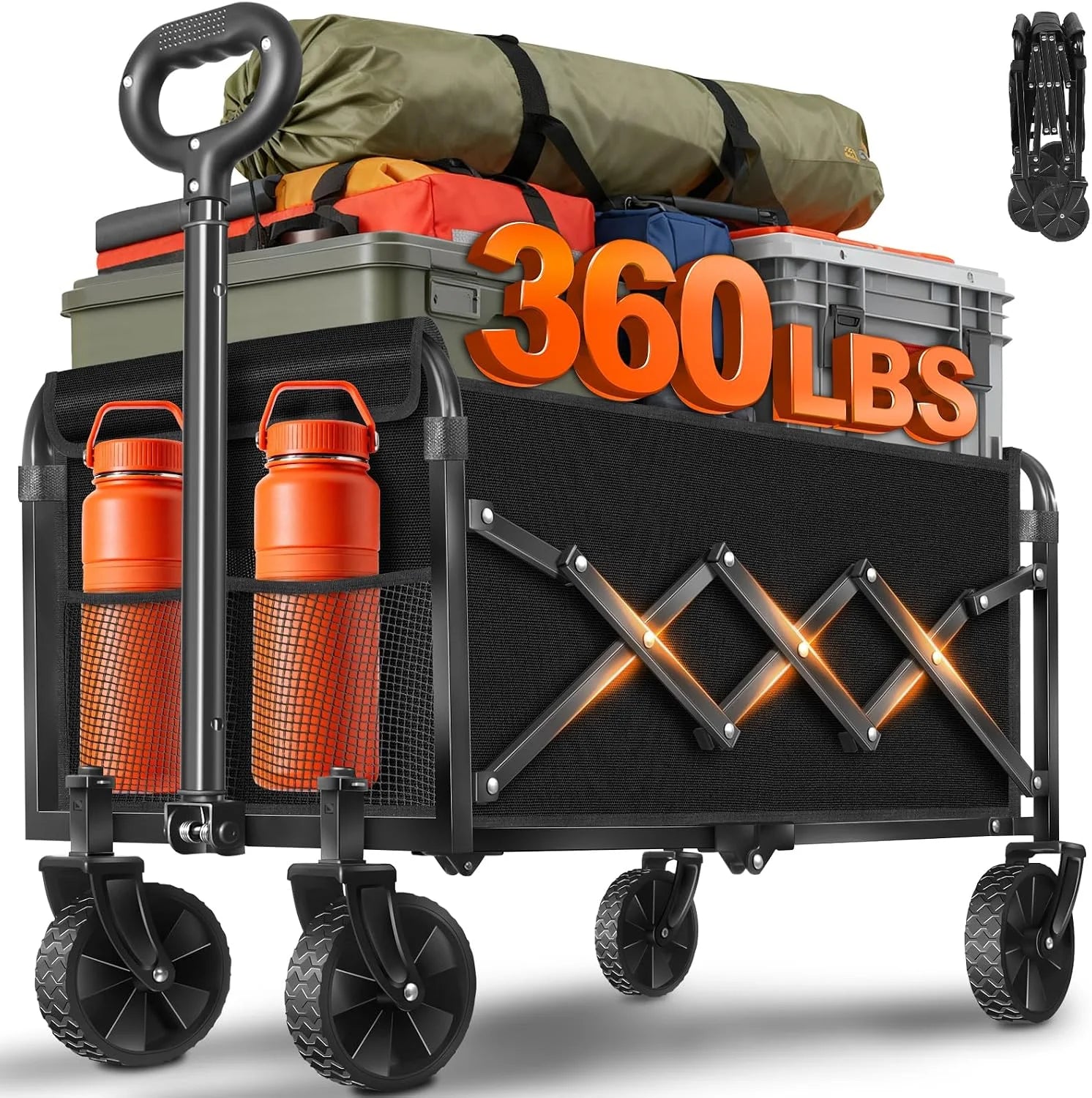Special Wagons Carts Foldable " 280Lbs Collapsible Wagon Cart with Wheels Portable " Folding Wagon Lightweight for Camping