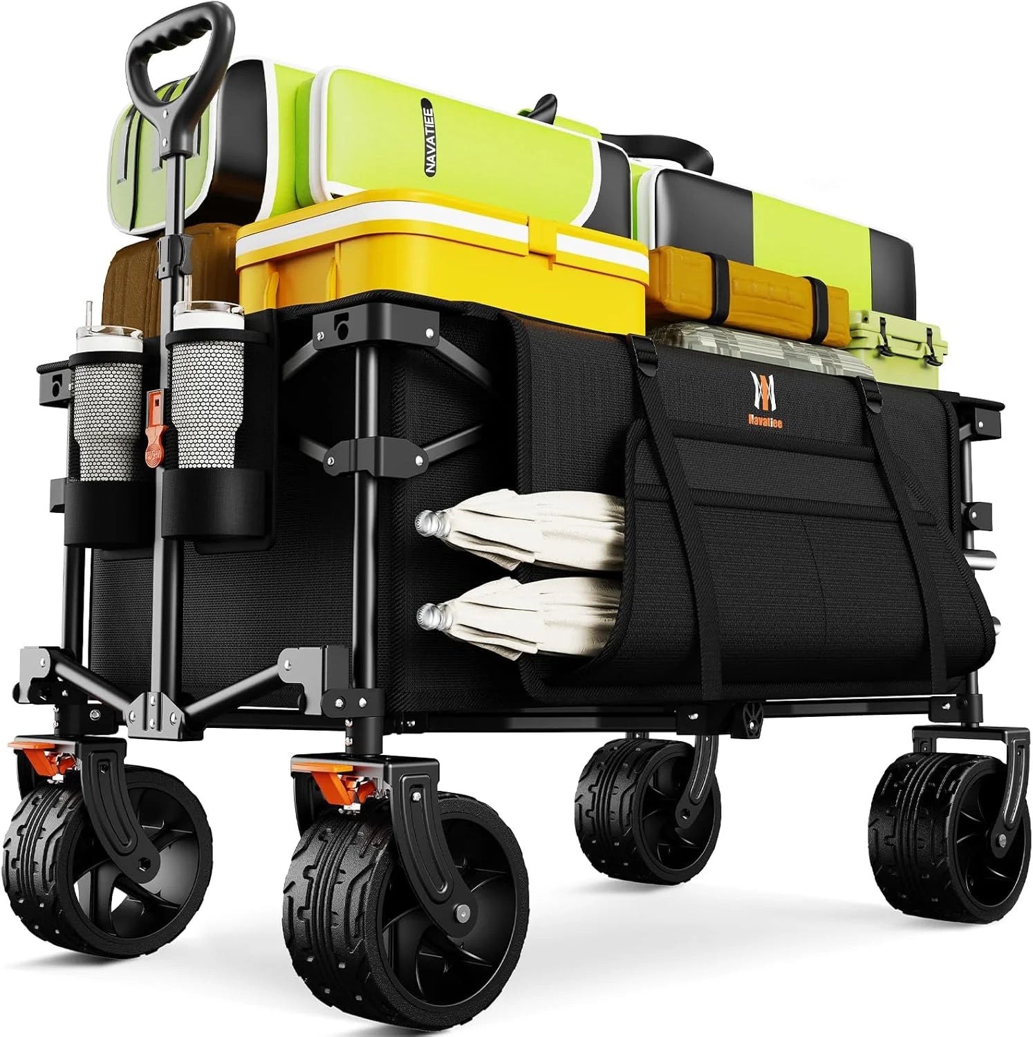 Special 330Lbs Collapsible Folding Wagon, Beach Wagon Cart Heavy Duty Foldable with Big Wheels - Image 4