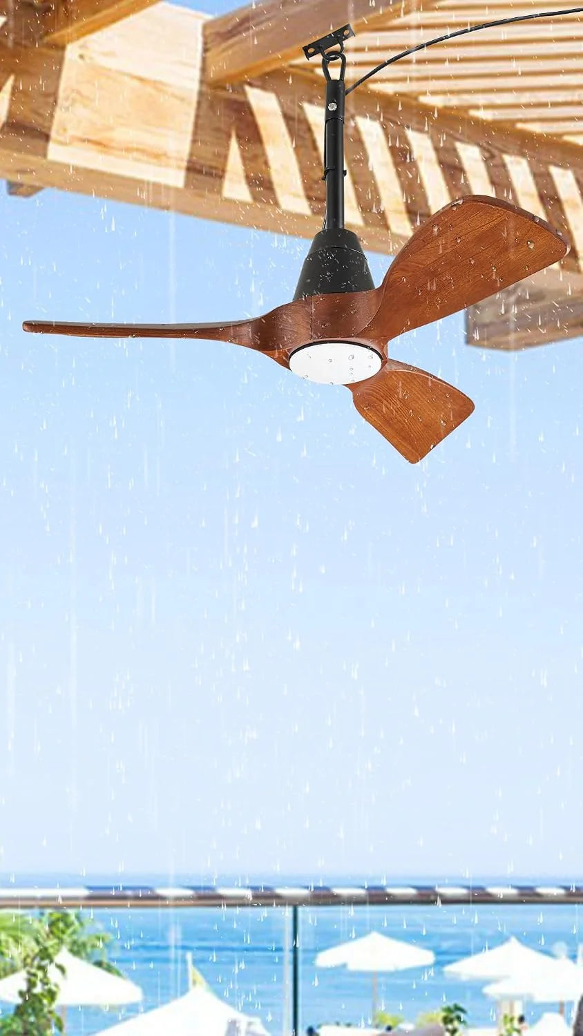 Special 3 Blades Wood Outdoor Ceiling Fan with Light for Patios, Farmhouse Rustic Ceiling Fans with Lights - Image 12