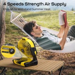 Alternative view of Special Battery Operated Fan for Dewalt 20V Max battery, Portable Fan with AC Adapter & LED Lights, 4 Speeds & Hook