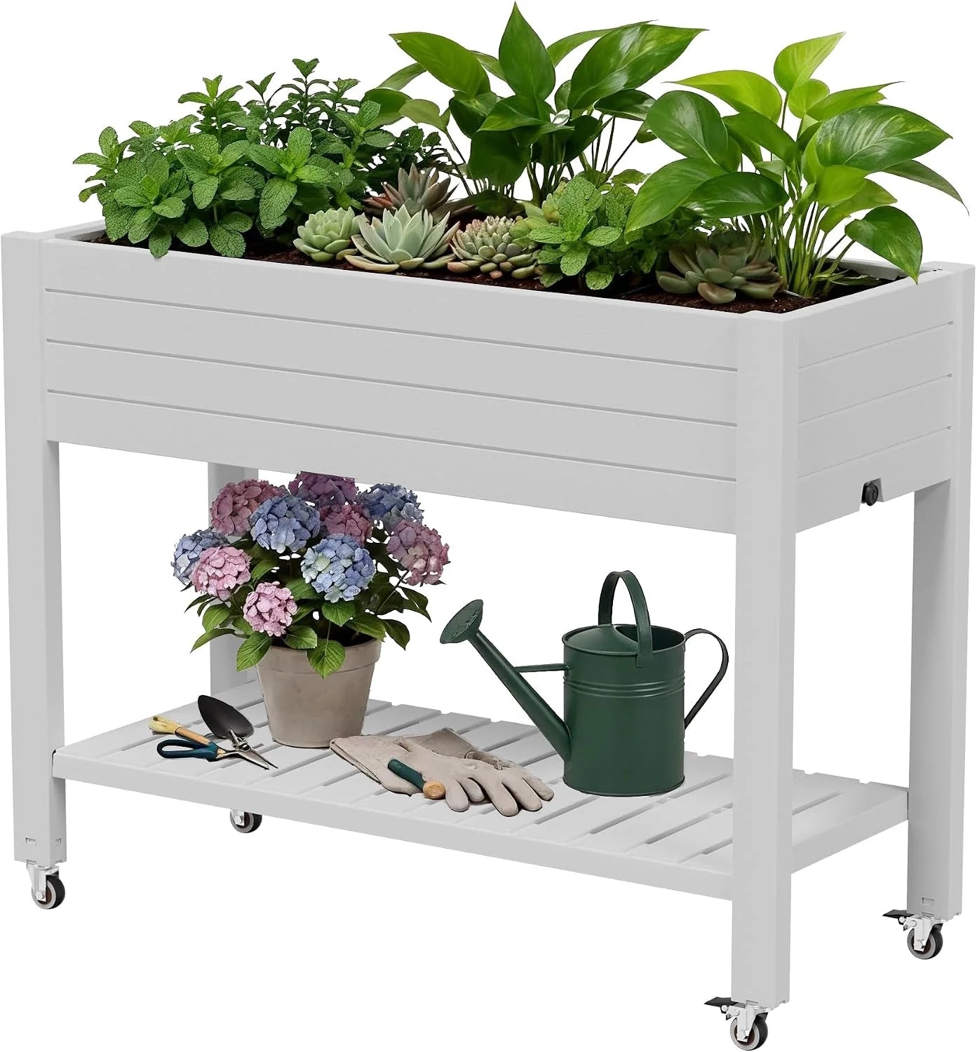 Special Bifanuo Plastic Elevated Planter Box with Legs & Wheels