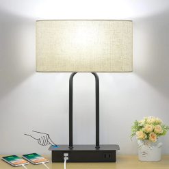 Alternative view of Special Lakumu Bedside Touch Control Table Lamps with Dual USB Charging Ports 1 AC Outlet, Dimmable