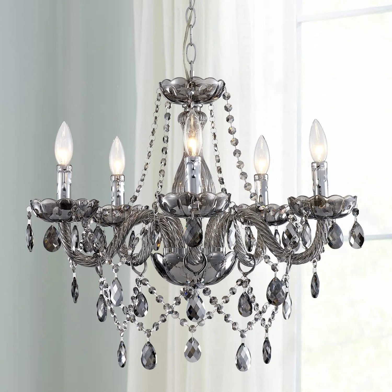 Special Mossi 5 Light Modern Contemporary Elegant K9 Crystal Glass Chandelier Pendant Ceiling Lighting Fixture